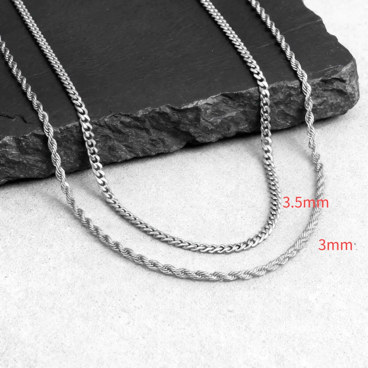 Two-Tone Twisted Rope Chain Necklace — Stainless Steel