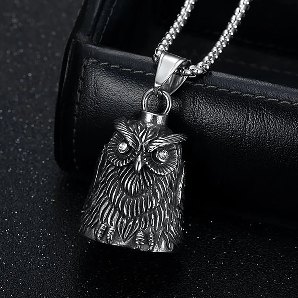 Gothic Lion Head Bell Pendant — Stainless Steel