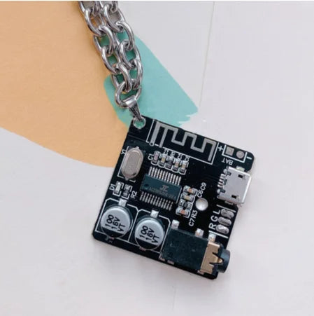 Y2K Cyberpunk Necklace PCB Electric Board Pendant Necklace for E-girl Women Hip Hop Stainless Steel Ins Necklace
