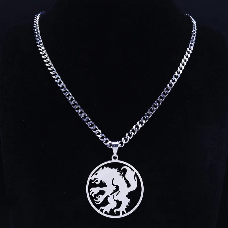 Vintage Werewolf Pendant Necklace — Stainless Steel