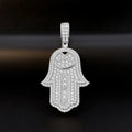 Iced Out Hamsa Fatima Pendant Necklace — Gold-Tone