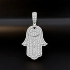 Iced Out Hamsa Fatima Pendant Necklace — Gold-Tone