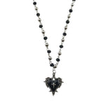Gothic Bat Cross Rosary Necklace for Women Fashion Mystery Witch Jewelry Accessories Gift Silver Color Bat Charm Vampire Choker