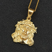 Face Jesus Cross Pendant Necklace — Gold