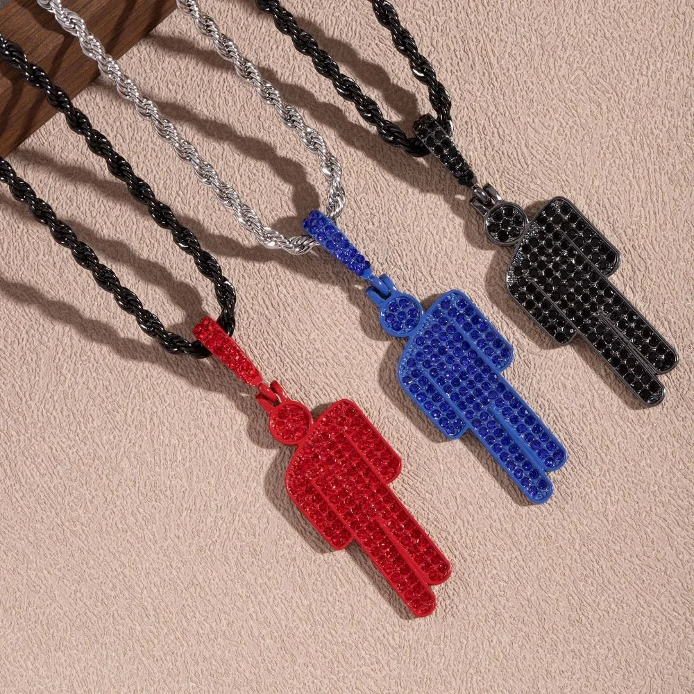 New Fashion Skew Head Tag Stainless Steel Pendant Necklaces for Men Women Wholesale Hip Hop Jewelry