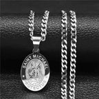 SAINT MICHAEL PROTECT US Archangel Stainless Steel Saint Michael Necklace Men/Women Gold Color Pendant Necklace Jewelry N3032S05