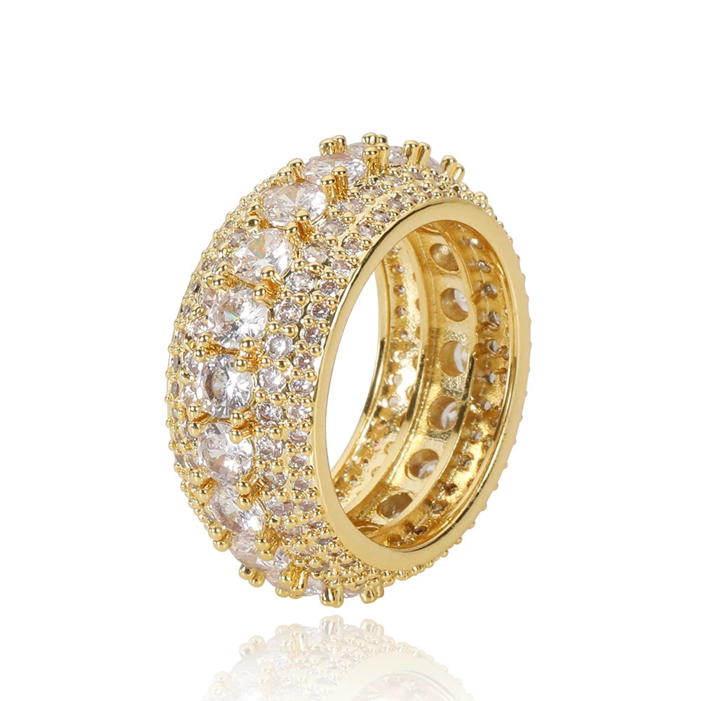Cuban Ring Iced Out Stainless Steel 5-Row