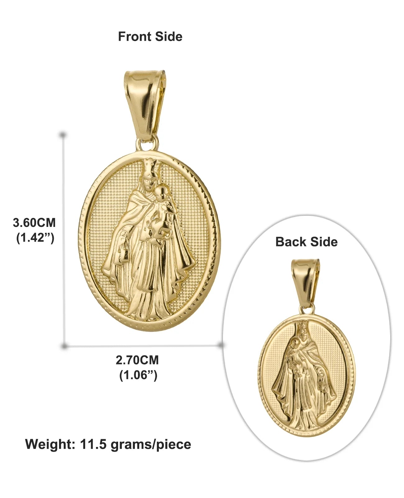 Virgin Mary Stainless Steel Pendant Necklace