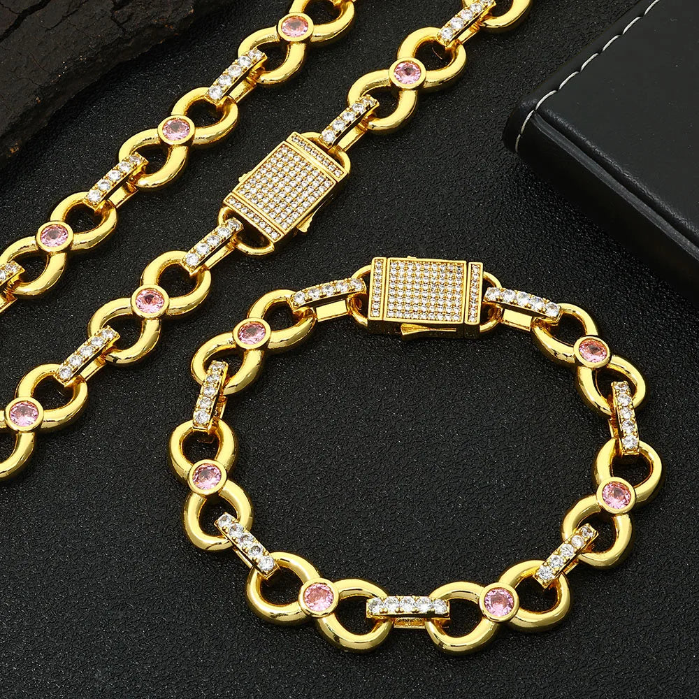 Gold Cuban Chain Necklace Iced Out 12MM CZ