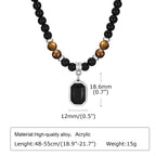 Black Stone Square Pendant Necklace