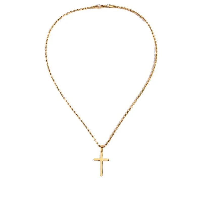 Minimalist Jesus Cross Pendant Necklace — Stainless Steel