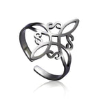 LIKGREAT Hollow Trinity Witch Knot Adjustable Ring for Women Men Stainless Steel Celtics Knot Amulet Couple Jewelry BirthdayGift