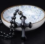 Prayer Hand Cross Black Pendant Necklace