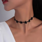 Aihua Gothic Crystsal Cross Pendant Black Velvet Necklace for Women Elegant Pearl Heart Choker Necklace Statement Jewelry