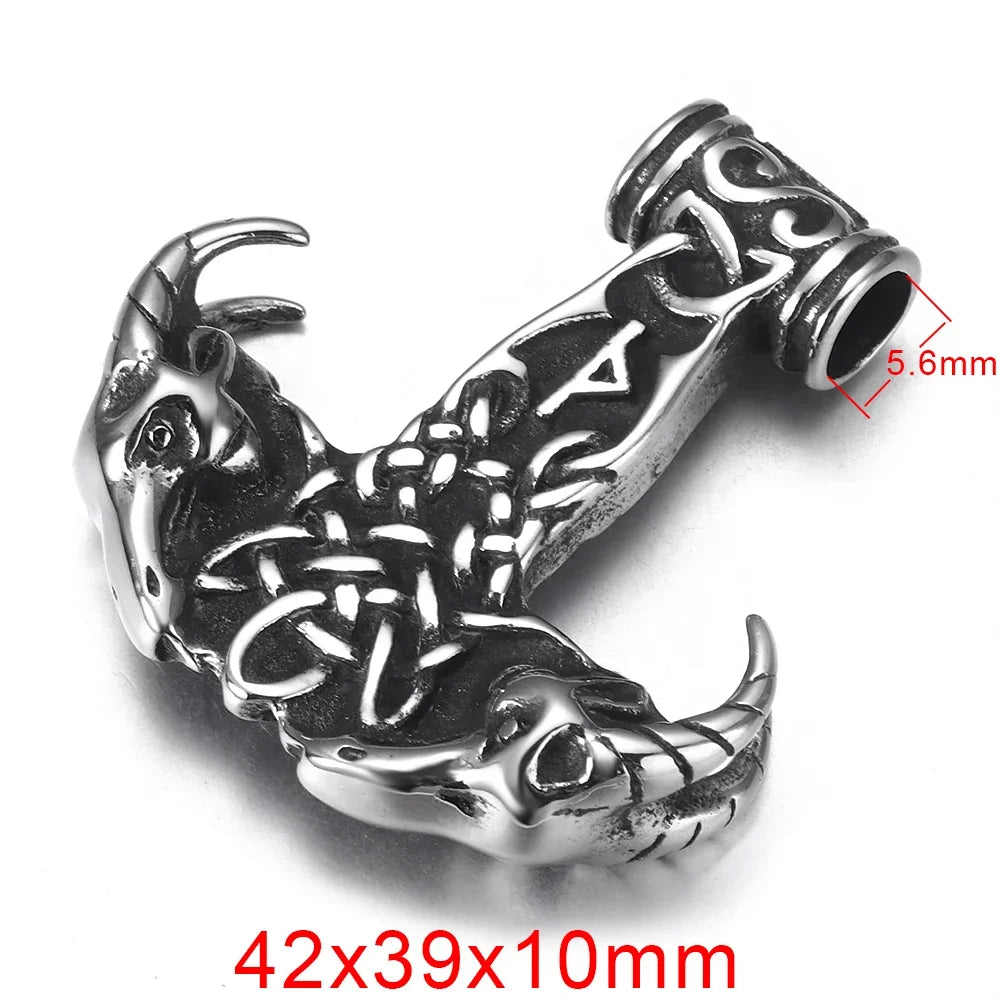 Stainless Steel Viking Norse Pendant for Necklace DIY Accessories Jewelry Making Findings Men Charm Supplies Punk Axe