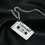 Punk Hip Hop Cassette Necklace Vintage Stainless Steel Men Necklace Chain Fashion Nightclub Rock Jewelry Gift