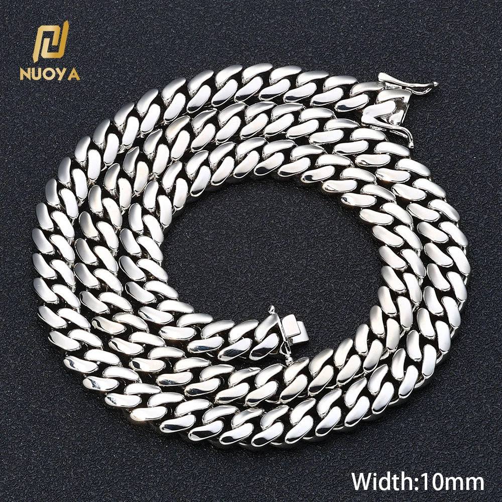 Gold Cuban Chain Necklace 10MM Smooth 18K