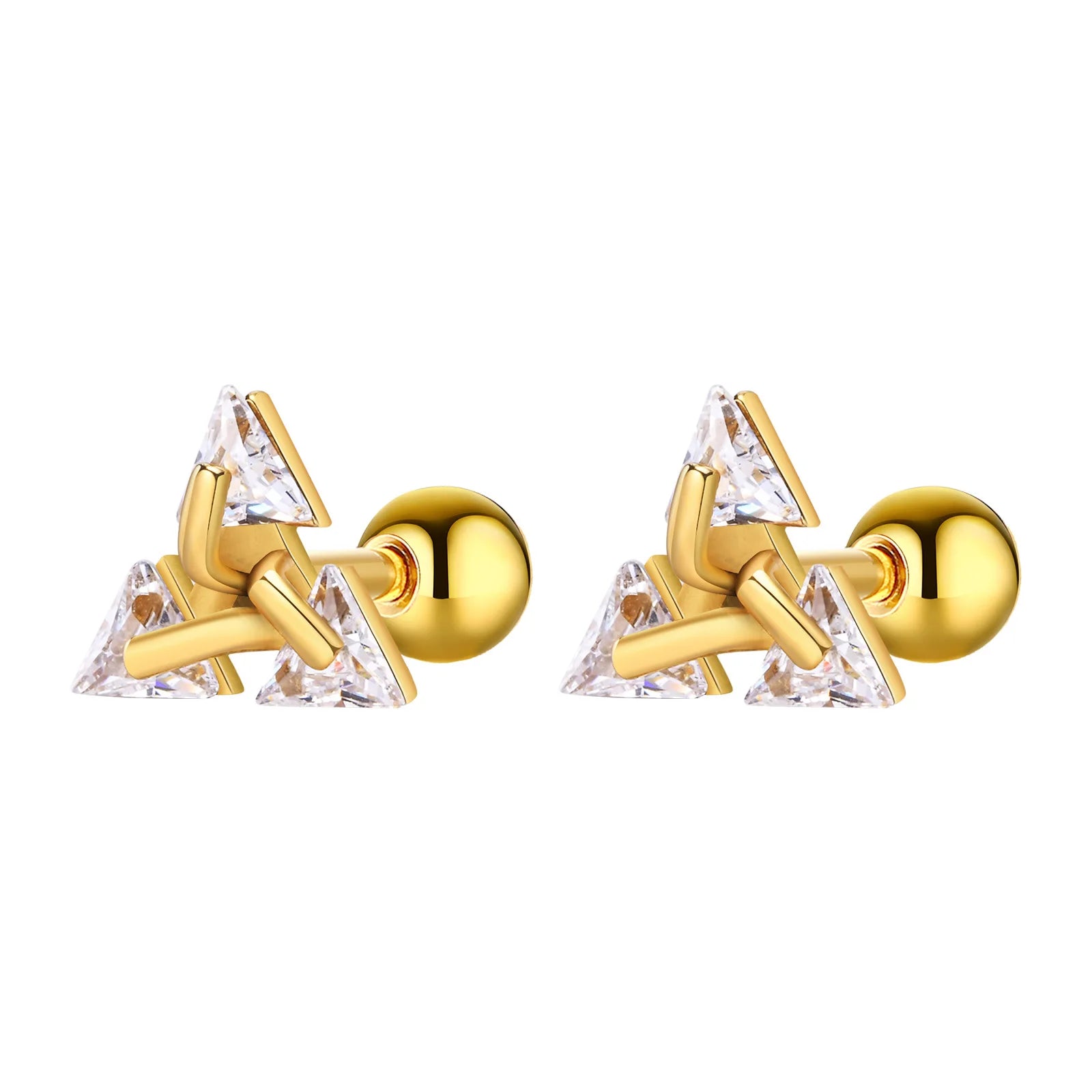 Iced Out Triangle Zircon Stud Earrings — SS