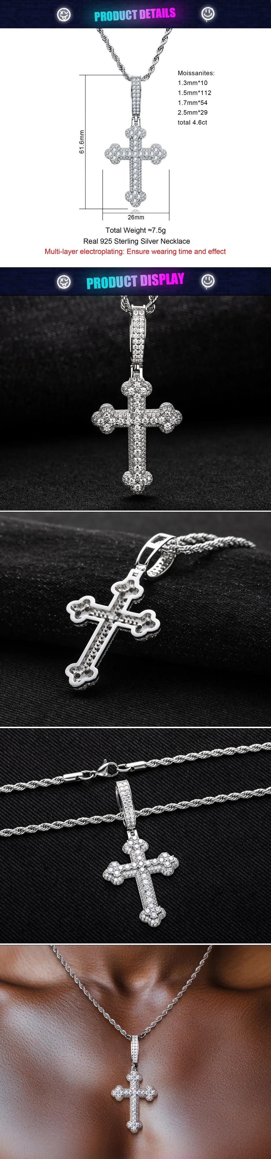 Iced Out Cross Pendant — 925 Silver