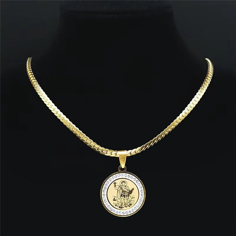 Iced Out Archangel Pendant Necklace — Stainless Steel