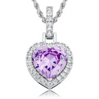 Iced Out Heart Pendant Necklace Stainless Steel CZ