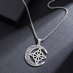 Witchcraft Witch Knot Necklace Irish Trinity Knot Triple Spiral Pendant Stainless Steel Ankh Cross Pentagram Amulet Jewelry