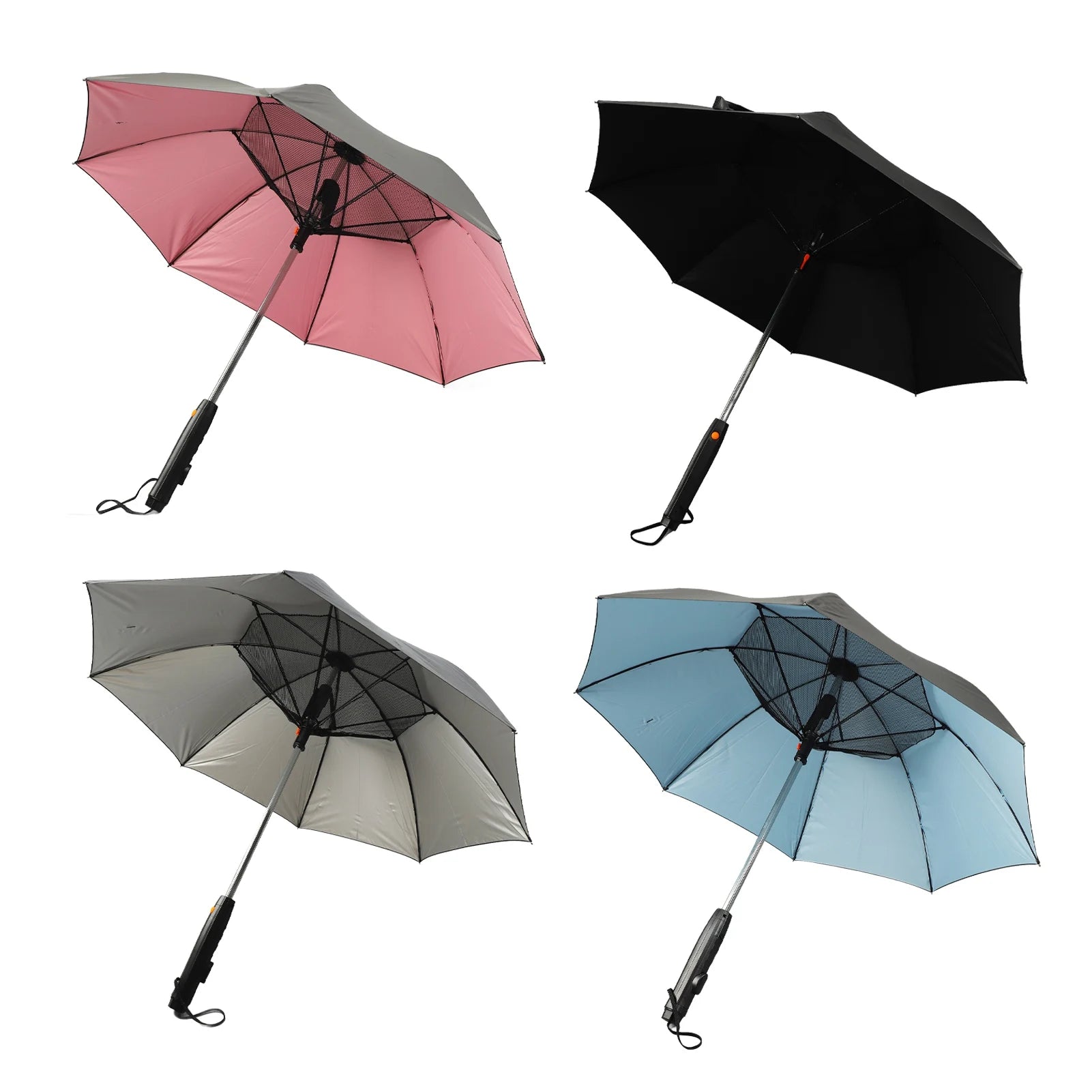 Sun Umbrella with Fan and Sprayer 8 Ribs Portable 3 in 1 UV Blocking Umbrella for Outdoor Summer Umbrella with Fan and