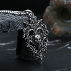 316L Stainless Steel Vintage Skull Face With Pattern Pendant Necklace For Man Women Choker Lucky Chain