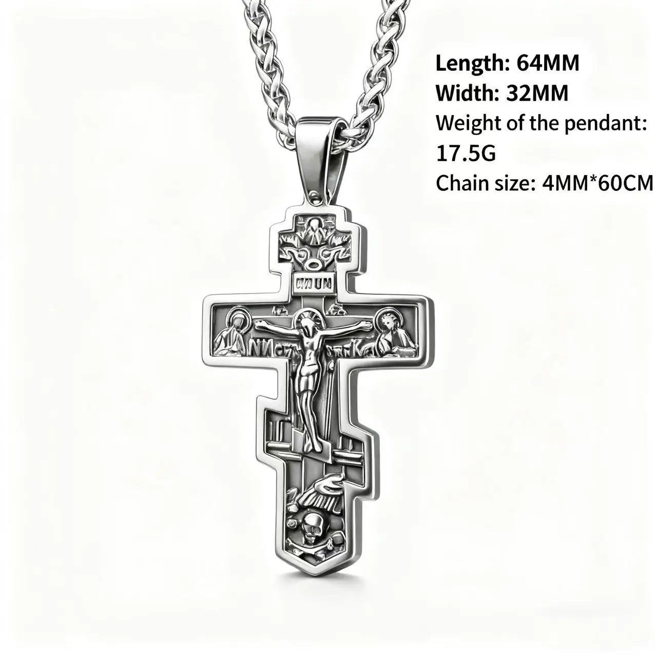 Cross Jesus Steel Pendant 316L Vintage Orthodox