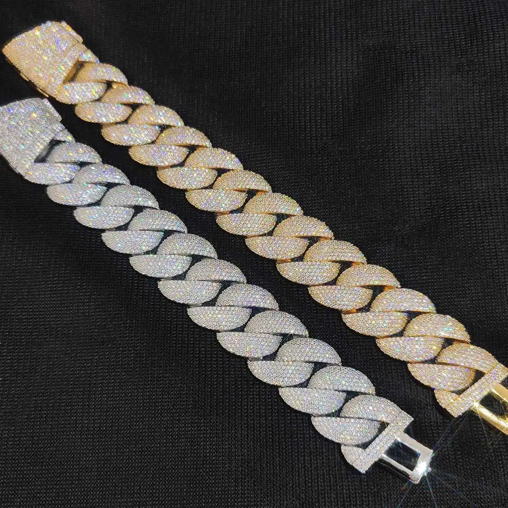 Luxury Jewelry 24mm Chain Men Iced Out Bling CZ Silver/ Rapper Hip Hop Thick Cuban Link Necklace Gift for Him