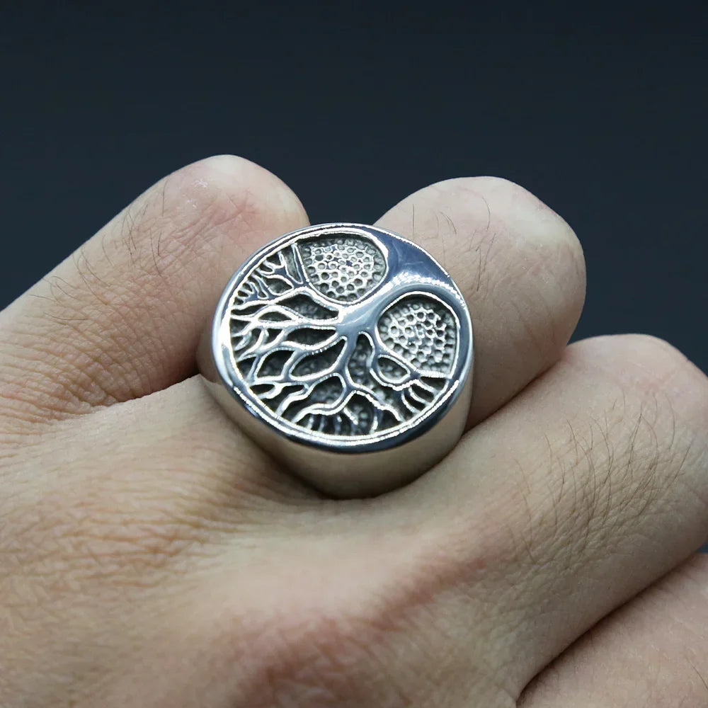 Viking Tree of Life Amulet Ring for Men — Stainless Steel