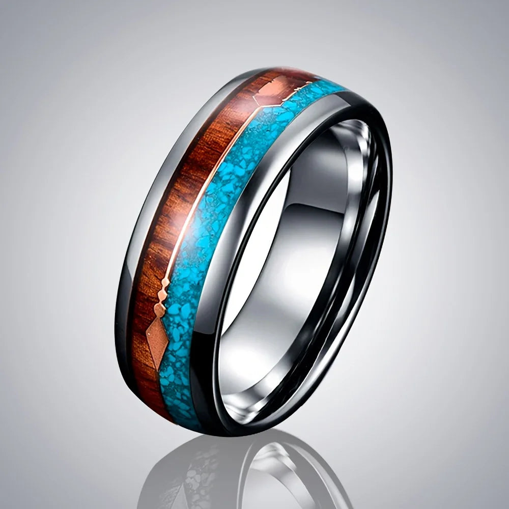 Red Personalized Couple Tungsten Carbide Ring with Spider Pattern Dome Edge,Comfortable Fit, Fashionable Daily Item,Wedding Ring