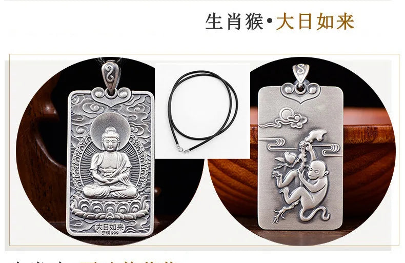 Chinese Zodiac Animal Buddha Blessing Pendant Necklace