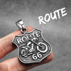 Route 66 Biker Pendant — Stainless Steel
