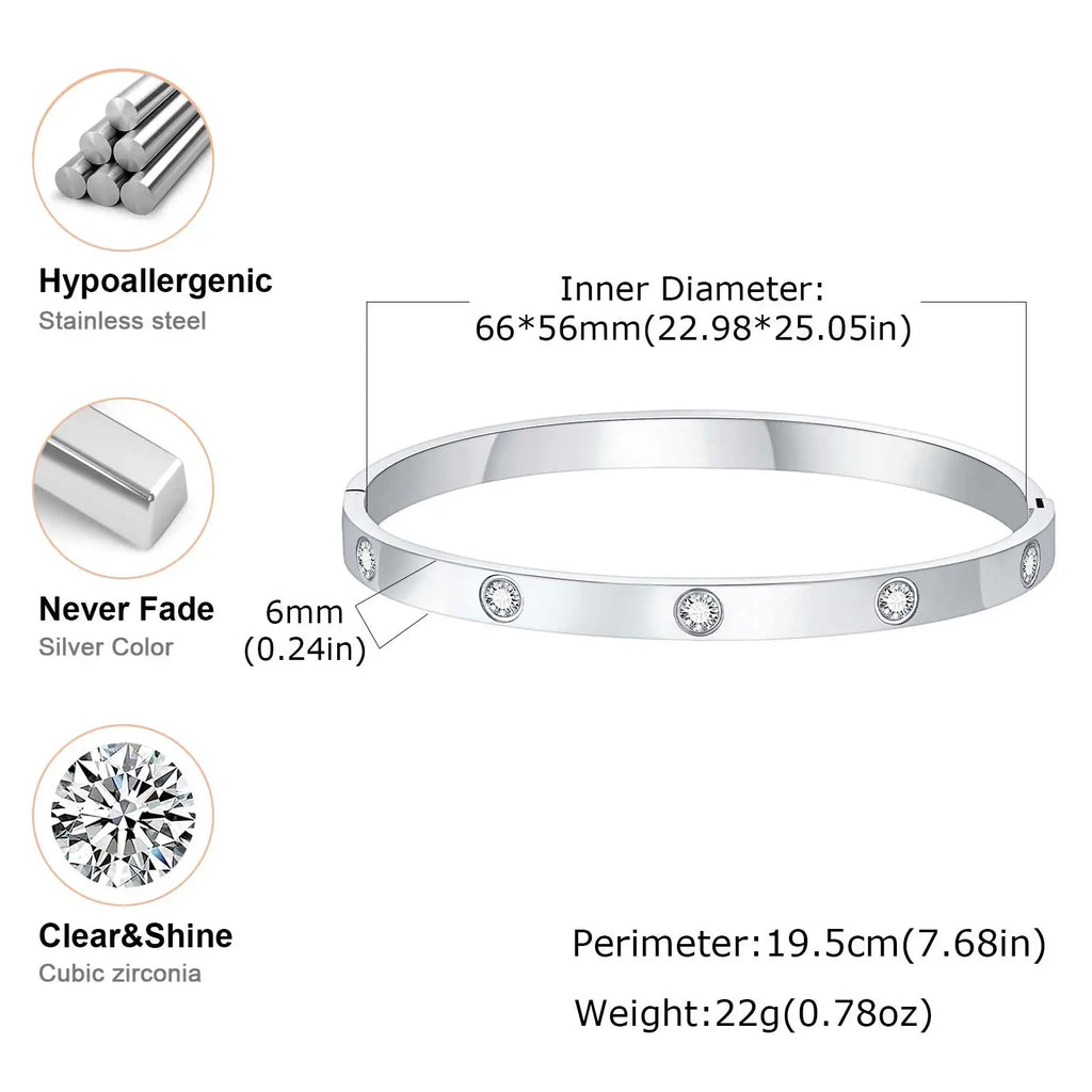 Iced Out CZ Bangle Bracelet 6mm — Stainless Steel