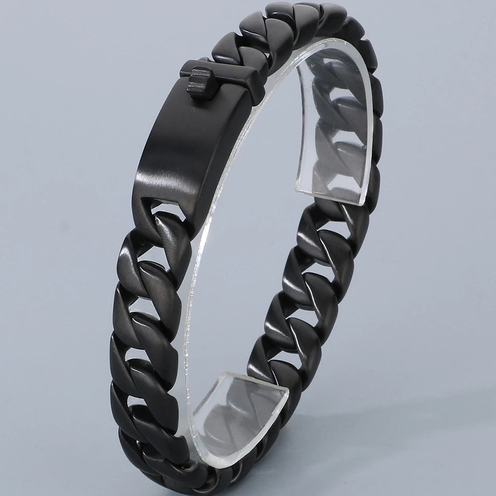Classic 12MM Cuban Link Chain Bracelet for Man Waterproof Stainless Steel Men's Bracelets Wrist Hand Jewelry Boys Gifts