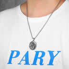 Virgin Mary Pendant Necklace Stainless Steel Vintage