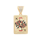 ‌Trendy Poker Dice Pendant Necklace Brass with Zircon Stones Hip Hop Jewelry for Women Men Popular Gift