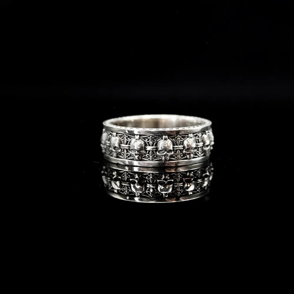 Vintage Gothic Hip-hop Punk Skull Open Ring Men and Women Fashion Trend Role-playing Props Finger Ring Party Popular