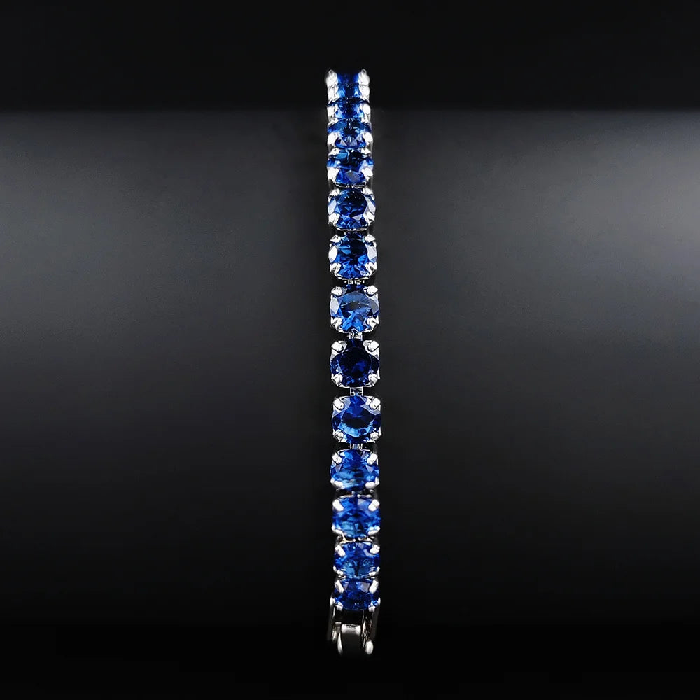 Rose Gold Silver Color 3mm 4mm 5mm Pink Blue Green Red Tennis Bracelet Bangle for Women Wedding Fashion Jewelry Party