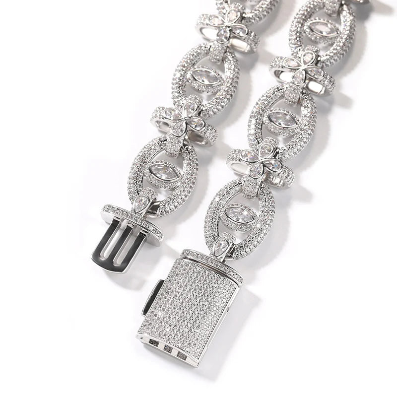 7"-22" Hip Hop 5A+ CZ Stone Paved Bling Iced Out 18mm wide Fatima Eye Cross Link Chain Bracelet for Men Rapper Jewelry