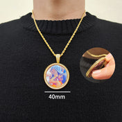 Iced Out Photo Pendant Necklace Stainless Steel