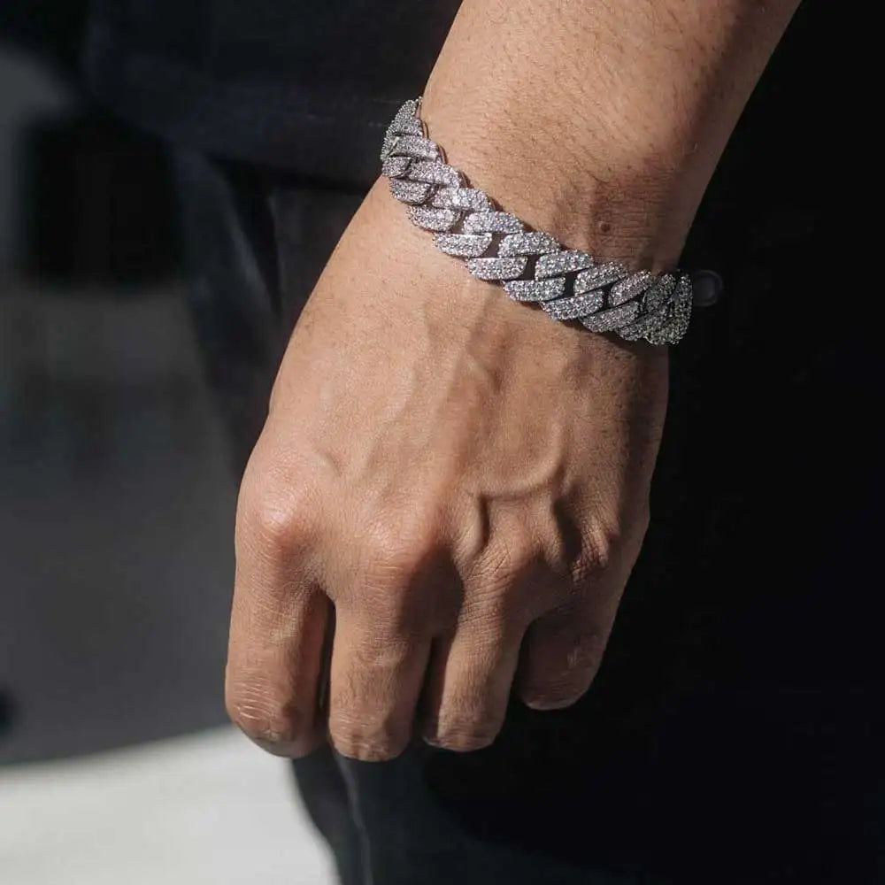 925 Silver Cuban Chain Necklace Iced Out 10-20MM