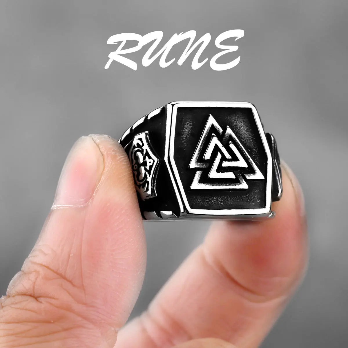 Viking Steel Ring 316L Rune Waterproof Anti-fading