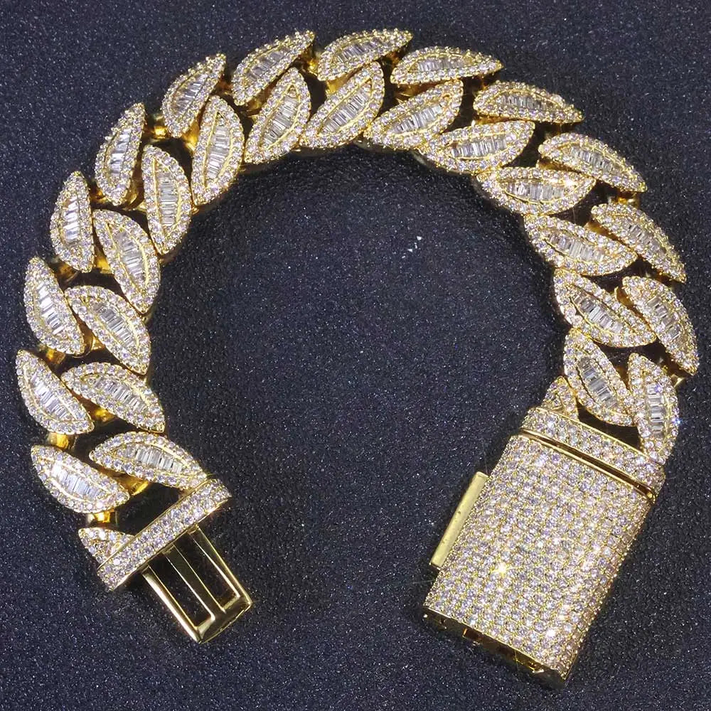 Cuban Bracelet Iced Out Gold 18K 20MM 3 Row