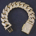 Cuban Bracelet Iced Out Gold 18K 20MM 3 Row
