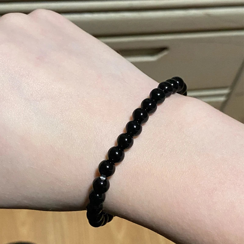 Natural Stone Bracelet Men 6/8/10mm White Black Dull Polish Matte Onyx Agates Shiny Round Beads Yoga Jewelry Bracelets