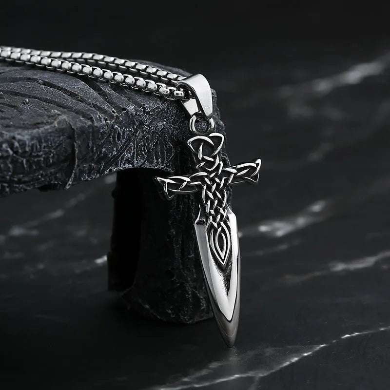 Vintage 316L Stainless Steel Good Polished Gothic Arriw Celtic Knot Pendant Necklace For Man Amulet Jewelry Boyfriend