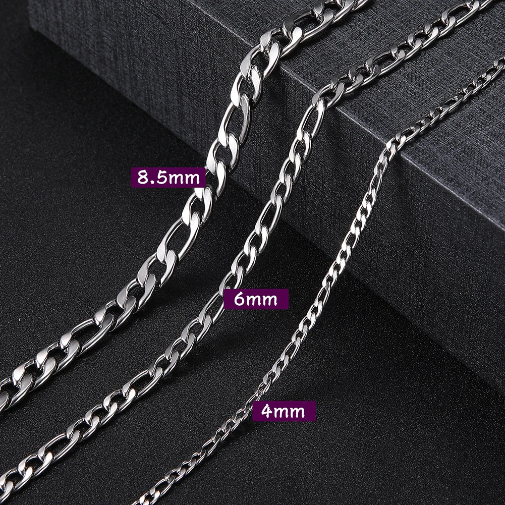 My Shape Basic Cuban Chain Necklaces for Men Chains Punk Figaro Box Curb Chain Chokers Lobster Clasp Fashion Male