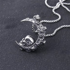 Moon Skull Pendant Necklace — 316L Stainless Steel